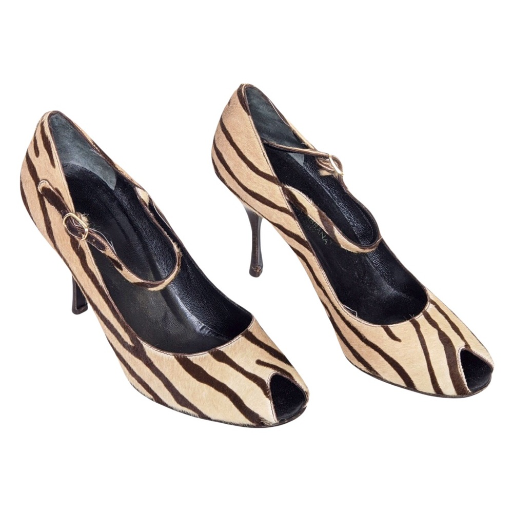 Rare Authentic Dolce & Gabbana Calf Hair leather animal print heels 8.5